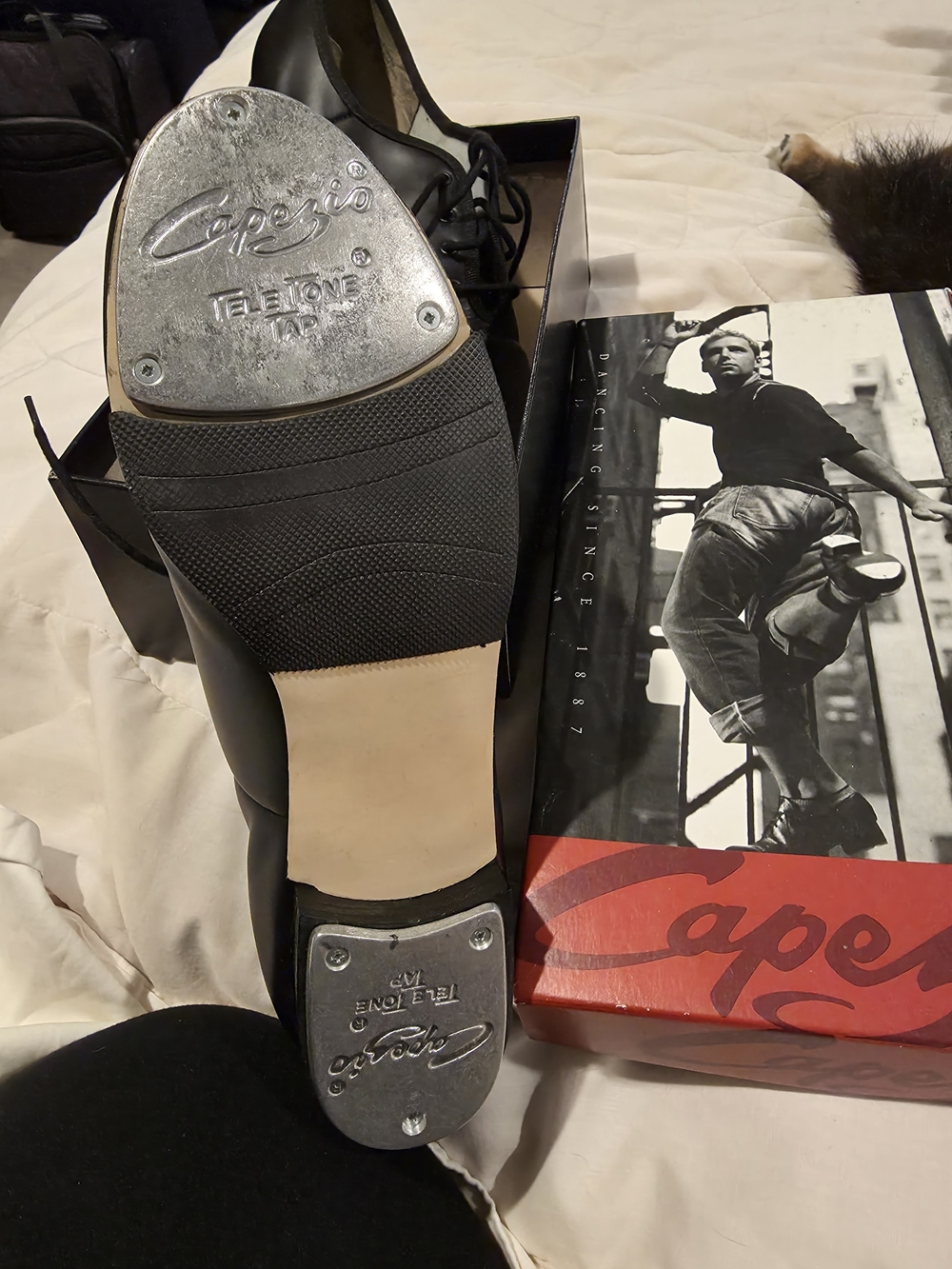 Capezio Black Leather Lace-Up Tap Oxfords - Picture 3 of 5
